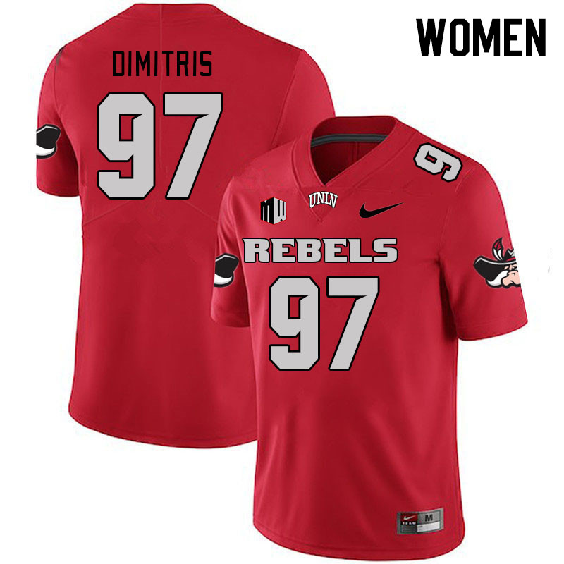 Women #97 Nick Dimitris UNLV Rebels 2023 College Football Jerseys Stitched-Scarlet - Click Image to Close